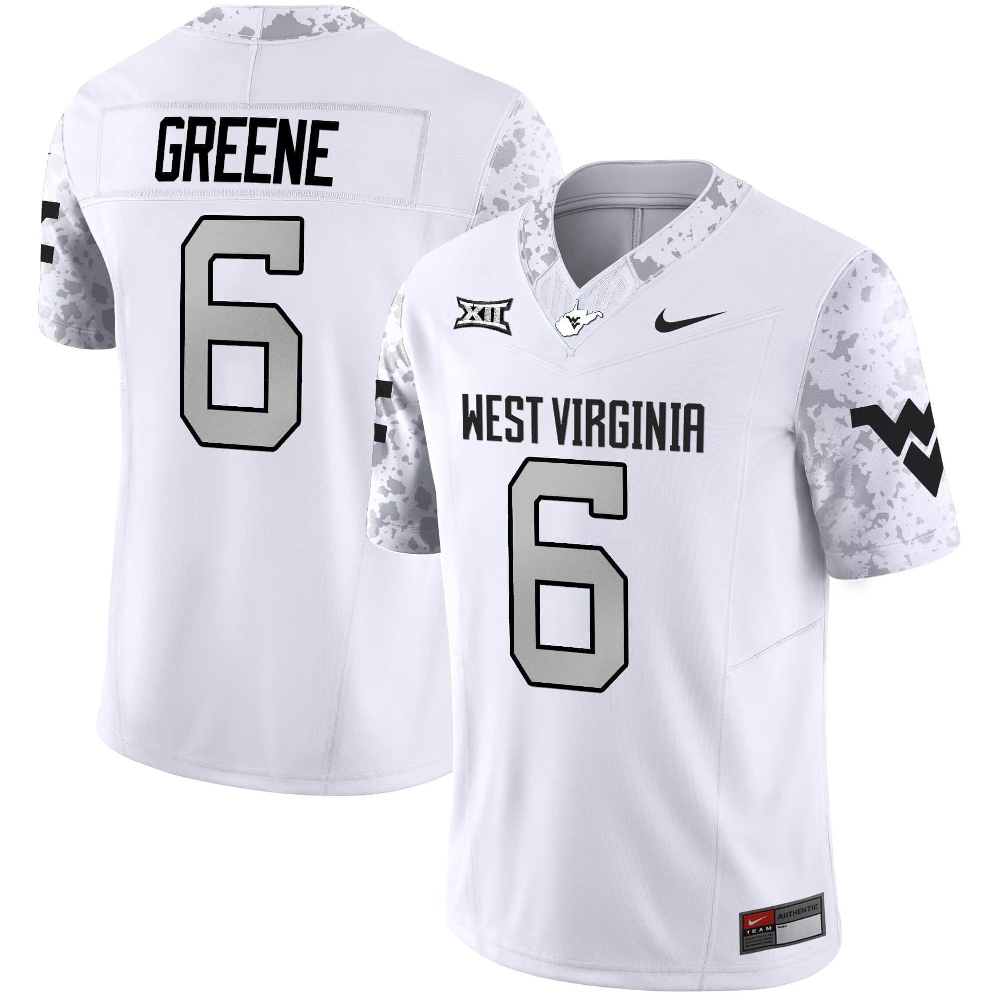Men West Virginia Mountaineers #6 Greene White 2024 Nike Vapor Limited NCAA Jersey